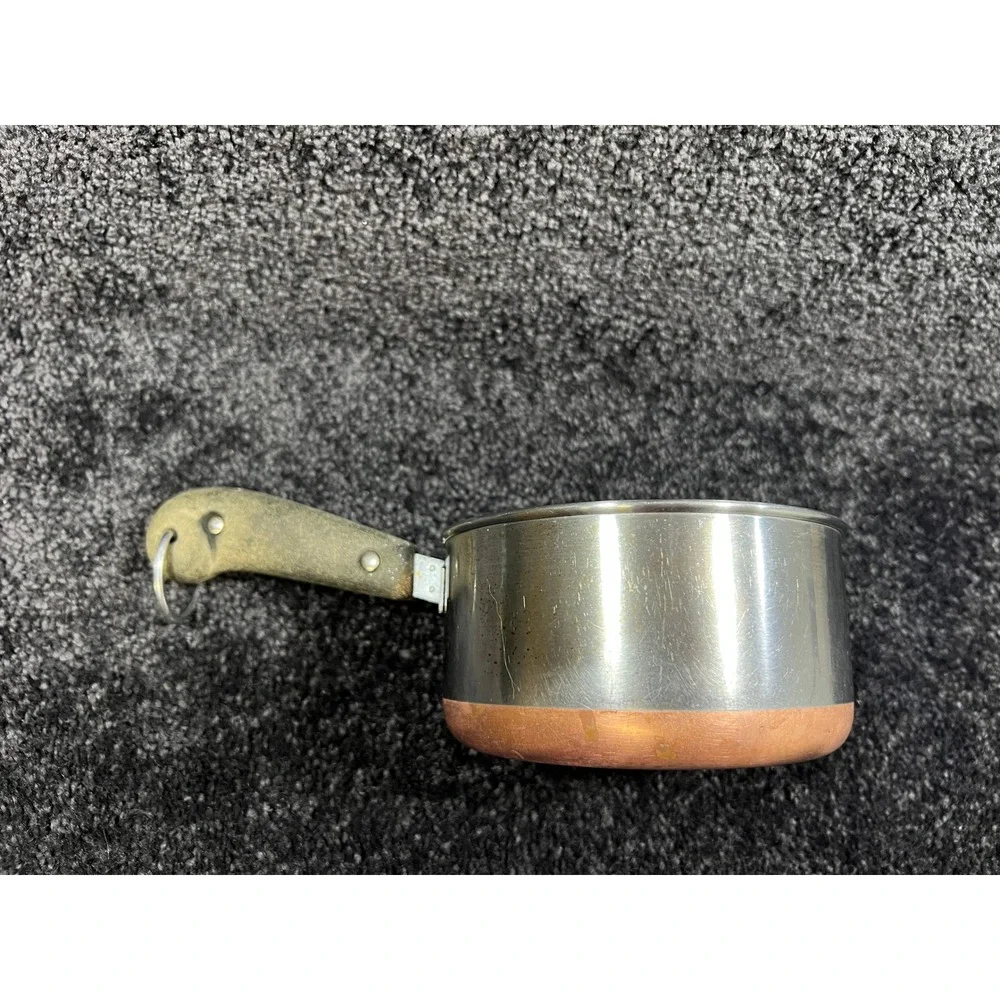Vintage Revere Ware 1 QT Copper Clad Bottom 1801 Double Ring‎ Saucepan No Lid